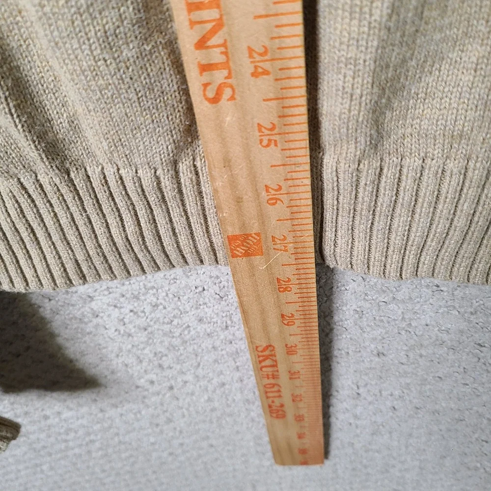 Nautica Sweater Mens Large Tan Quarter Zip Pullover Cotton Long Sleeve Casual‎